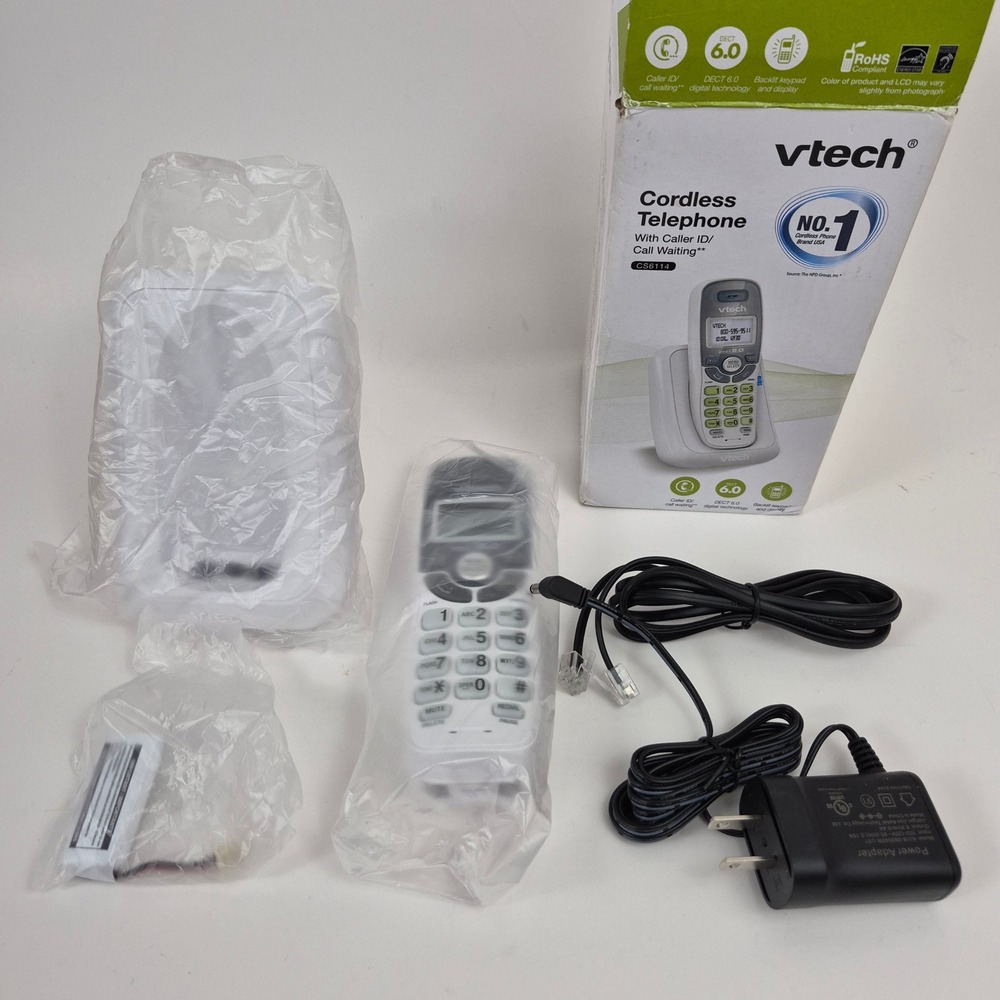 VTech CS6114 DECT 6.0 Cordless Phone with Caller ID White Handset and Base
